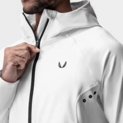 0943. Performance Fleece Zip Hoodie - White -Fashion Shop WHITE FleeceZipHoodie3