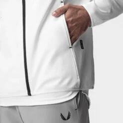 0943. Performance Fleece Zip Hoodie - White -Fashion Shop WHITE FleeceZipHoodie4