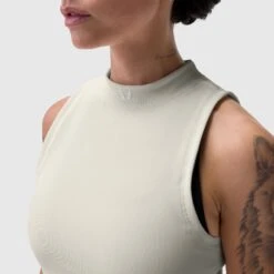 W023. Performance Ribbed Mockneck Tank - Ivory Cream -Fashion Shop WomensEcomm S 25 Judith 145copy