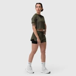W018. AeroSilver® Cropped Tee - Olive -Fashion Shop WomensEcomm S 25 Judith 165 ARMYOLIVEcopy