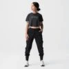 ASRV X Tonal Women's AeroSilver® Cropped Training Tee - Black -Fashion Shop tonal cropped tee