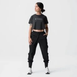 ASRV X Tonal Women's AeroSilver® Cropped Training Tee - Black
