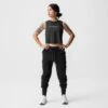 ASRV X Tonal Women's AeroSilver® Cropped Training Tank - Black -Fashion Shop tonal tank black
