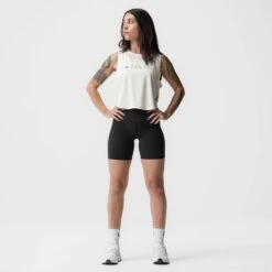 ASRV X Tonal Women's AeroSilver® Cropped Training Tank - Ivory Cream